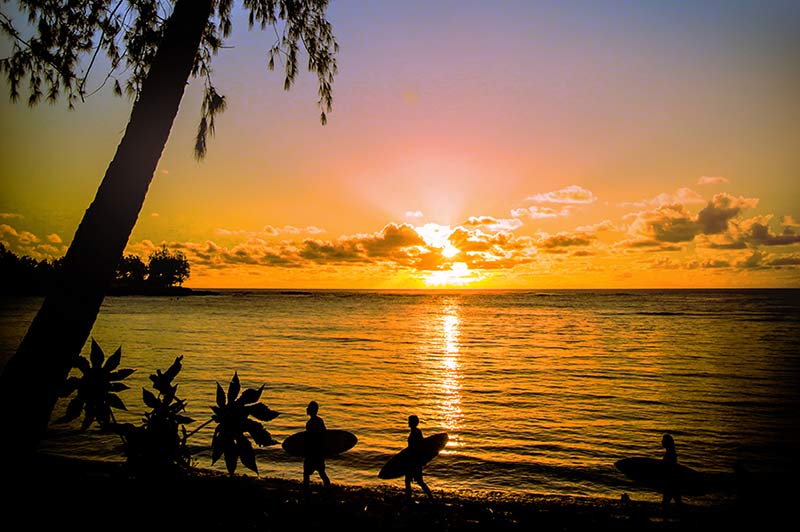 A sunset over Kawela Bay at Turtle Bay Resort