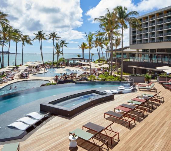 terraced pool deck